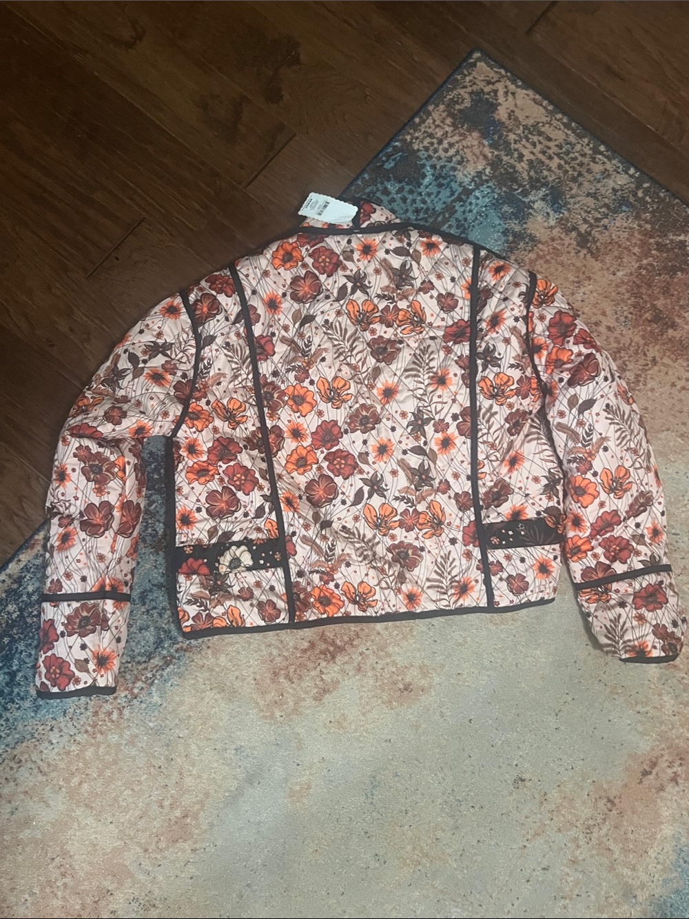 REVERSIBLE Women’s Simply Southern Quilted Floral Jacket with Orange Accents - Picture 5 of 8